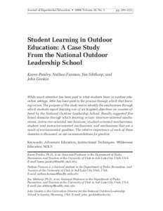 Journal of Experiential Education • 2008, Volume 30, No. 3  pp. 201–222 Student Learning in Outdoor Education: A Case Study