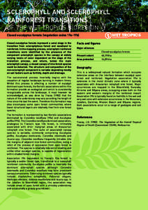 OF THE WET TROPICS BIOREGION Closed eucalyptus forests (vegetation codes 19a-19b) Closed eucalyptus forests represent a seral stage in the transition from sclerophyllous forest and woodland to rainforest. In the mapping 