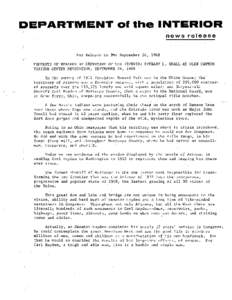 DEPARTMENT 01 the INTERIOR ( news release  For Release to PMs September 26, 1968