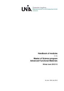 Handbook of modules for the Master of Science program Advanced Functional Materials Winter term[removed]