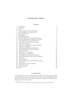 INTERSECTION THEORY  Contents 1. Introduction 2. Conventions 3. Cycles