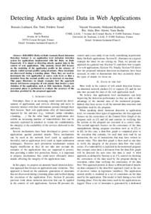 Detecting Attacks against Data in Web Applications ´ Romaric Ludinard, Eric Totel, Fr´ed´eric Tronel  Vincent Nicomette, Mohamed Kaˆaniche,