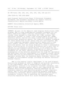 Vol. 59 No. 180 Monday, September 19, 1994  p[removed]Rule) 40 CFR Parts 148, 260, 261, 264, 265, 266, 268 and 271 [FRL[removed]]; RIN 2050-AD89