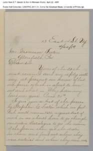 Letter from S.T. Gordon & Son to Morrison Foster, April 22, 1889 Foster Hall Collection, CAM.FHC[removed], Center for American Music, University of Pittsburgh. Letter from S.T. Gordon & Son to Morrison Foster, April 22, 