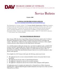 DAV  DISABLED AMERICAN VETERANS 807 MAINE AVENUE, S.W.  WASHINGTON, D.C[removed]  PHONE[removed]  FAX[removed]Service Bulletin