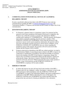 Attachment 1 RFP Title: Judicial Council Legislative Visits and Meeting RFP Number: CRS SP 121 ATTACHMENT 1 ADMINISTRATIVE RULES GOVERNING RFPS