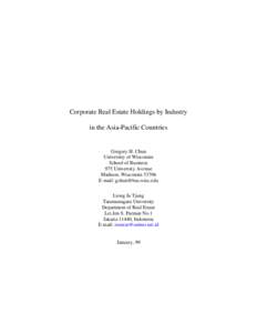 Corporate Real Estate Holdings by Industry in the Asia-Pacific Countries