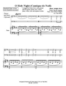 O Holy Night (Cantique de Noël) Arranged for Guitar Octet, with optional parts for guitar chords, voice, chorus, piano, violin, cello, and soprano recorder  Daisyfield Music Archive