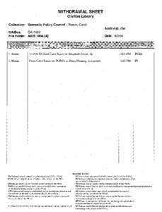 WITHDRAWAL SHEET   Clinton Library Collection: Domestic Policy Council - Rasco, Carol Archivist: rfw