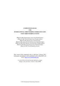 COMPETITION RULES FOR INTERNATIONAL ORIENTEERING FEDERATION (IOF)