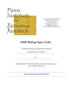 Penn Institute for Economic Research Department of Economics University of Pennsylvania 3718 Locust Walk Philadelphia, PA 