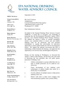 Safe Drinking Water Act / Drinking water / United States Environmental Protection Agency / Clean Water Act / Public water system / Drinking water quality legislation of the United States / Maximum Contaminant Level / Water supply and sanitation in the United States / Water / Environment of the United States