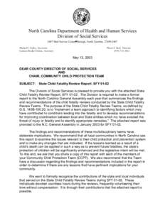 North Carolina Department of Health and Human Services Division of Social Services 2407 Mail Service Center·Raleigh, North Carolina[removed]Michael F. Easley, Governor Carmen Hooker Odom, Secretary