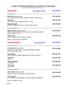 DMH County Operations Medi-Cal Contract Managers