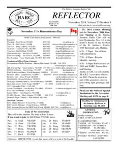 The Halifax Amateur Radio Club  REFLECTOR November 2014, Volume 75 Number 9  PO BOX 8895