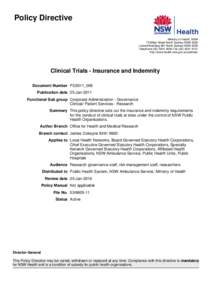 Clinical Trials - Insurance and Indemnity