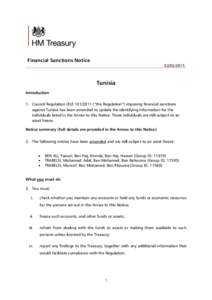 Financial Sanctions Notice[removed]Tunisia Introduction