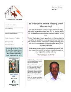 25th year 4th Issue May 2013 It’s time for the Annual Meeting of our Membership!