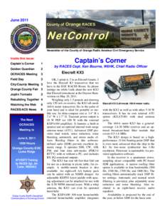 JuneCounty of Orange RACES NetControl Newsletter of the County of Orange Radio Amateur Civil Emergency Service