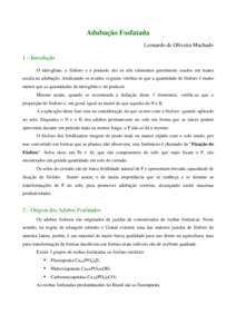 Adubação Fosfatada Leonardo de Oliveira Machado 1 – Introdução