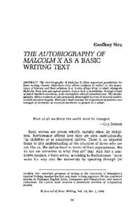 Geoffrey Sire  THE AUTOBIOGRAPHY OF MALCOLM X AS A BASIC  WRITING TEXT