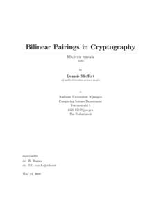Bilinear Pairings in Cryptography Master thesis #603 by