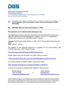 Department of General Services Procurement Division 707 Third Street, Second Floor, West Sacramento, CA5529  TO: