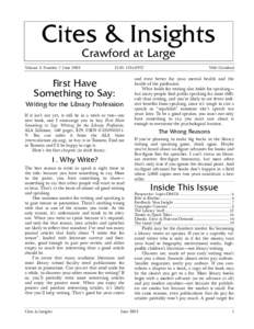 Cites & Insights Crawford at Large Volume 3, Number 7: JuneISSN