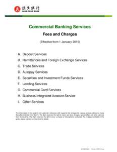 Commercial Banking Services Fees and Charges (Effective from 1 JanuaryA. Deposit Services B. Remittances and Foreign Exchange Services