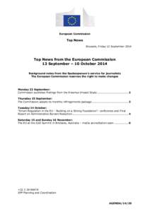 European Commission  Top News Brussels, Friday 12 September[removed]Top News from the European Commission