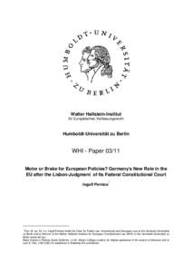Walter Hallstein-Institut für Europäisches Verfassungsrecht Humboldt-Universität zu Berlin  WHI - Paper 03/11