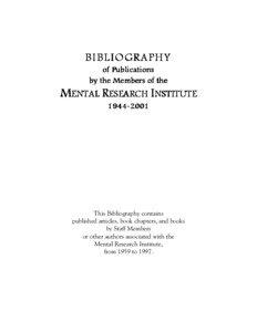 BIBLIOGRAPHY of Publications by the Members of the