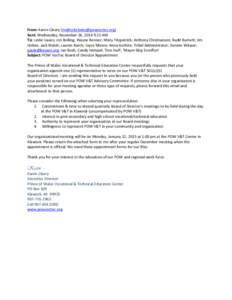 From: Karen Cleary [mailto:[removed]] Sent: Wednesday, November 26, 2014 9:21 AM To: Leslie Isaacs; Jon Bolling; Wayne Benner; Misty Fitzpatrick; Anthony Christianson; Budd Burnett; Jim Holien; Jack Walsh; La