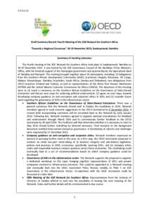 V[removed]Draft Summary Record: Fourth Meeting of the SOE Network for Southern Africa “Towards a Regional Consensus” 18-19 November 2013, Swakopmund, Namibia  Summary of meeting outcomes