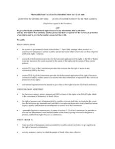 Chapter Two of the Constitution of South Africa / Constitution of South Africa / Government / Promotion of Access to Information Act / Public records / Right to Information Act / Freedom of information legislation / Law / Privacy law