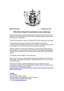 Microsoft Word - Media Release - Pike River announcement _14 December_.doc