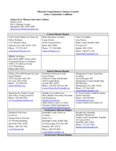 Missouri Comprehensive Tobacco Control Active Community Coalitions Tobacco Free Missouri Statewide Coalition Delores Joyce 901 S. National Avenue Springfield, MO[removed]