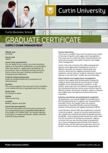 Curtin Business School  GRADUATE CERTIFICATE SUPPLY CHAIN MANAGEMENT CRICOS code 041930G