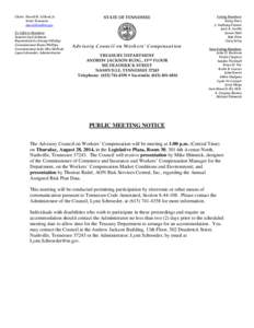 Chair: David H. Lillard, Jr. State Treasurer [removed] Ex Officio Members: Senator Jack Johnson Representative Jimmy Eldridge