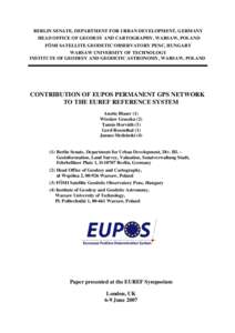 Cartography / Measurement / GPS / Avionics / Navigation / Regional Reference Frame Sub-Commission for Europe / EUREF Permanent Network / European Terrestrial Reference System / Satellite navigation / Geodesy / Technology / Satellite navigation systems