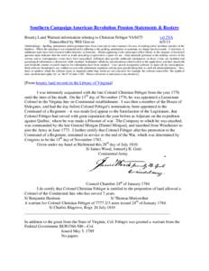 Southern Campaign American Revolution Pension Statements & Rosters Bounty Land Warrant information relating to Christian Febiger VAS675 Transcribed by Will Graves vsl 2VA[removed]