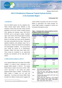 2004 Predictions of Seasonal Tropical Cyclone Activity over the Western North Pacific and the South China Sea, and the Number