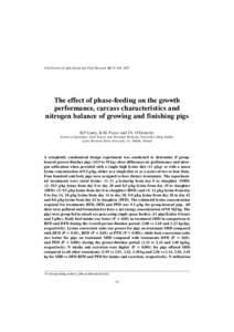 Irish Journal of Agricultural and Food Research 46: 93–104, 2007  The effect of phase-feeding on the growth performance, carcass characteristics and nitrogen balance of growing and finishing pigs B.P. Garry, K.M. Pierc