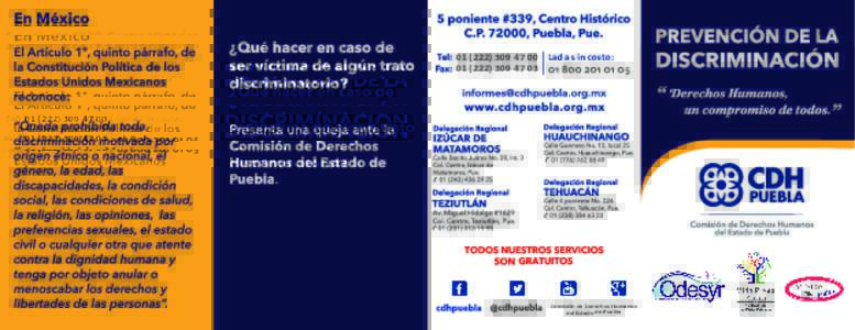00 Lada sin costo: 03 Comisión de Derechos Humanos del Estado de Puebla