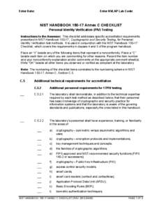 Evaluation / Reference / FIPS 201 / Standards / FIPS 140-2 / Science / National Voluntary Laboratory Accreditation Program / National Institute of Standards and Technology / FIPS 140 / ISO standards / Cryptography standards / Ubiquitous computing