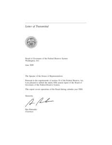 Letter of Transmittal  Board of Governors of the Federal Reserve System Washington, D.C. June 2009