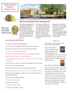 Abilene Public Library Summer 2012 APL NEWS Volume 1, Issue 1