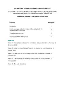 Auditing / Politics of country subdivisions / Jon Shortridge / Knights Commander of the Order of the Bath / National Assembly for Wales / Assembly Commission / Welsh Government / Adjudication / Audit committee / Politics of Wales / Wales / Law