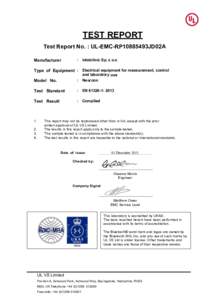 TEST REPORT Test Report No. : UL-EMC-RP10885493JD02A Manufacturer :
