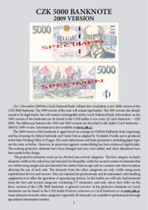 CZK 5000 BANKNOTE 2009 VERSION N  IME